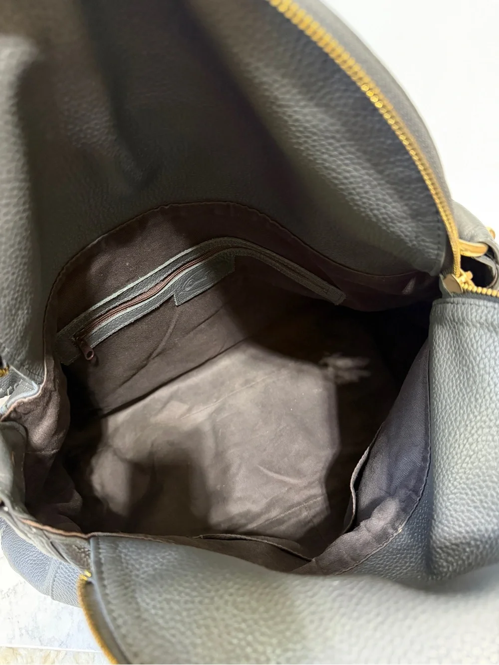 Onna Ehrlich Rachel pebbled Leather large Hobo crossbody Bag gray